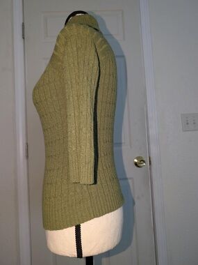 George Olive Ribbed Turtleneck 3/4 Sleeves Sweater - Women’s